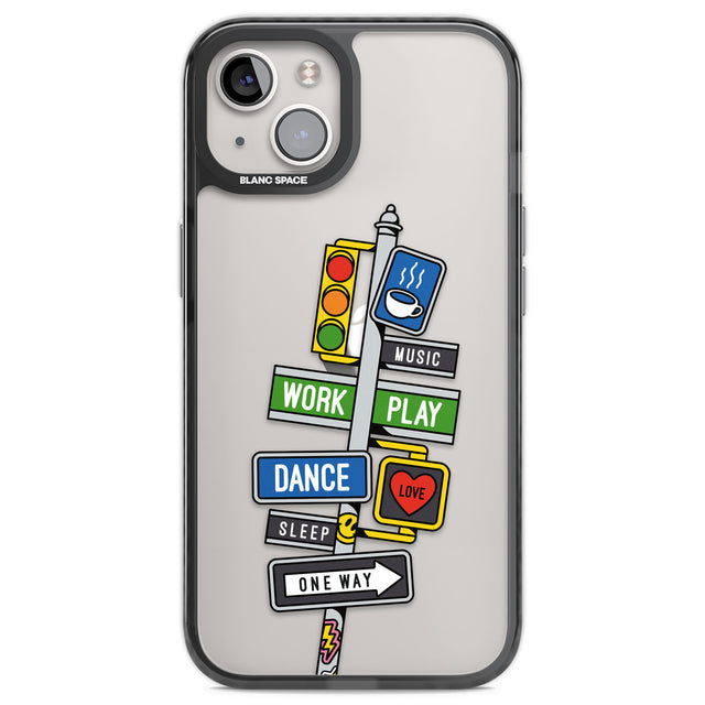 Mood Street Signs Black Impact Phone Case for iPhone 13, iPhone 14, iPhone 15