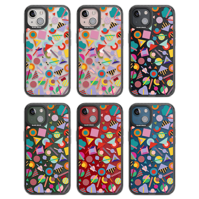 Retro Carnival Shapes Black Impact Phone Case for iPhone 13, iPhone 14, iPhone 15