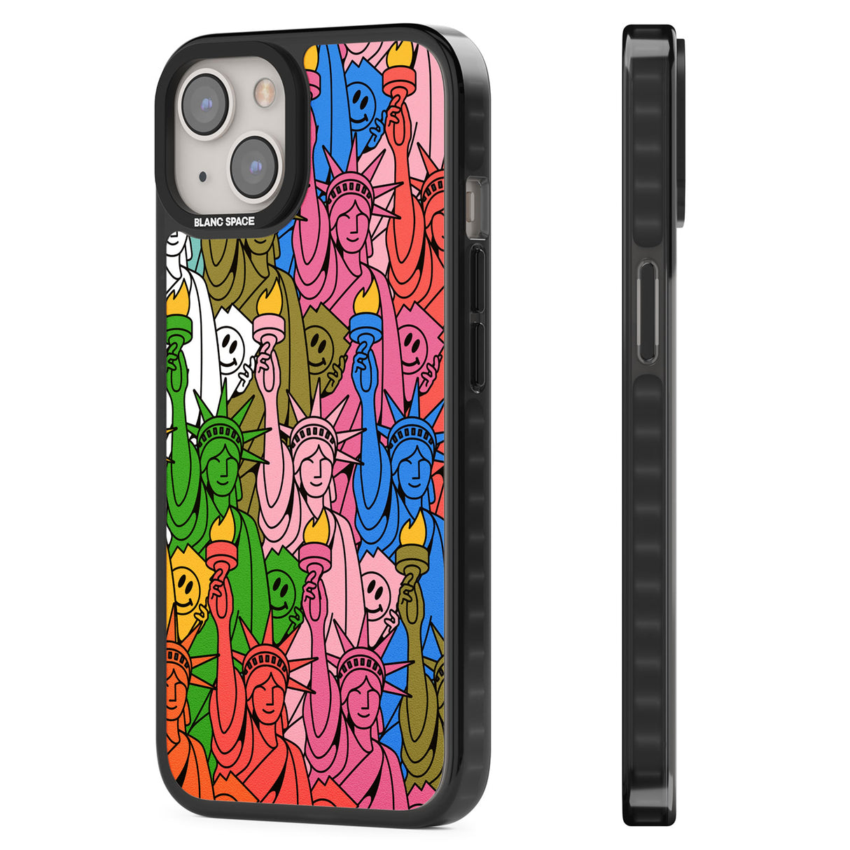 Multicolour Liberty Pattern Black Impact Phone Case for iPhone 13, iPhone 14, iPhone 15