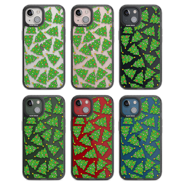 Christmas Tree Pattern Black Impact Phone Case for iPhone 13, iPhone 14, iPhone 15