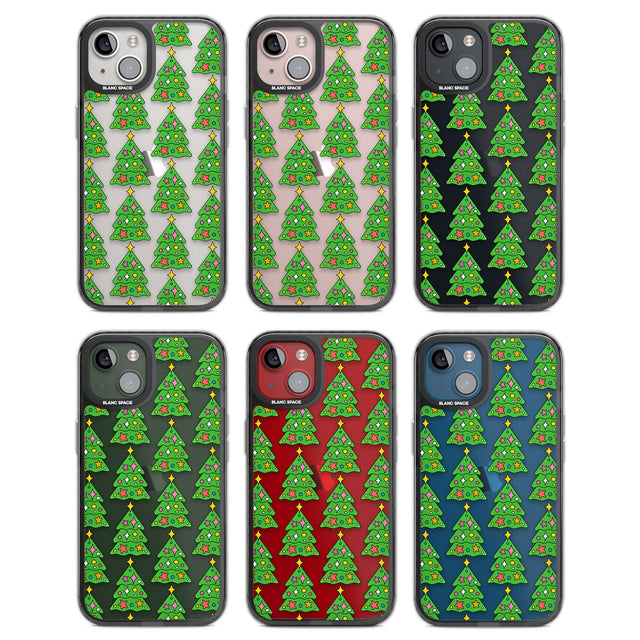 Christmas Tree Pattern (Clear) Black Impact Phone Case for iPhone 13, iPhone 14, iPhone 15