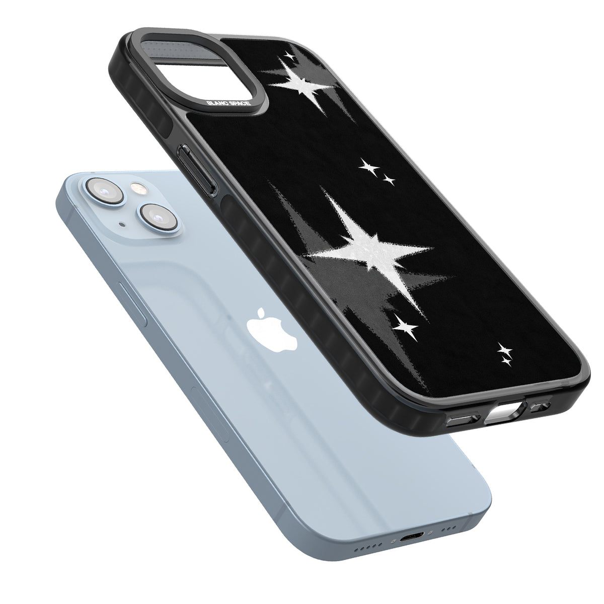 Black Sparkle iPhone 12 / 12 Pro / iPhone 13 / iPhone 14 / iPhone 14 Plus / iPhone 15 / iPhone 15 Plus Impact Black Phone Case angled