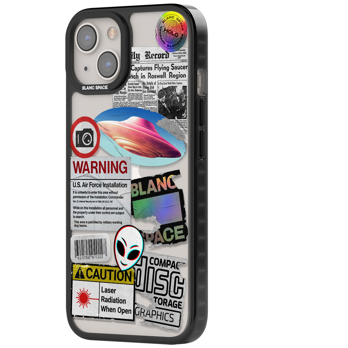 Cosmic Encounters iPhone 12 / 12 Pro / iPhone 13 / iPhone 14 / iPhone 14 Plus / iPhone 15 / iPhone 15 Plus Impact Black Phone Case side