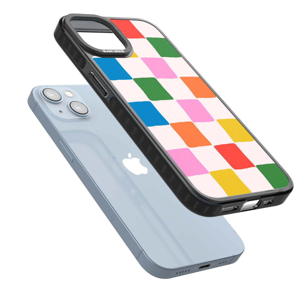 Colour Checked iPhone 12 / 12 Pro / iPhone 13 / iPhone 14 / iPhone 14 Plus / iPhone 15 / iPhone 15 Plus Impact Black Phone Case angled