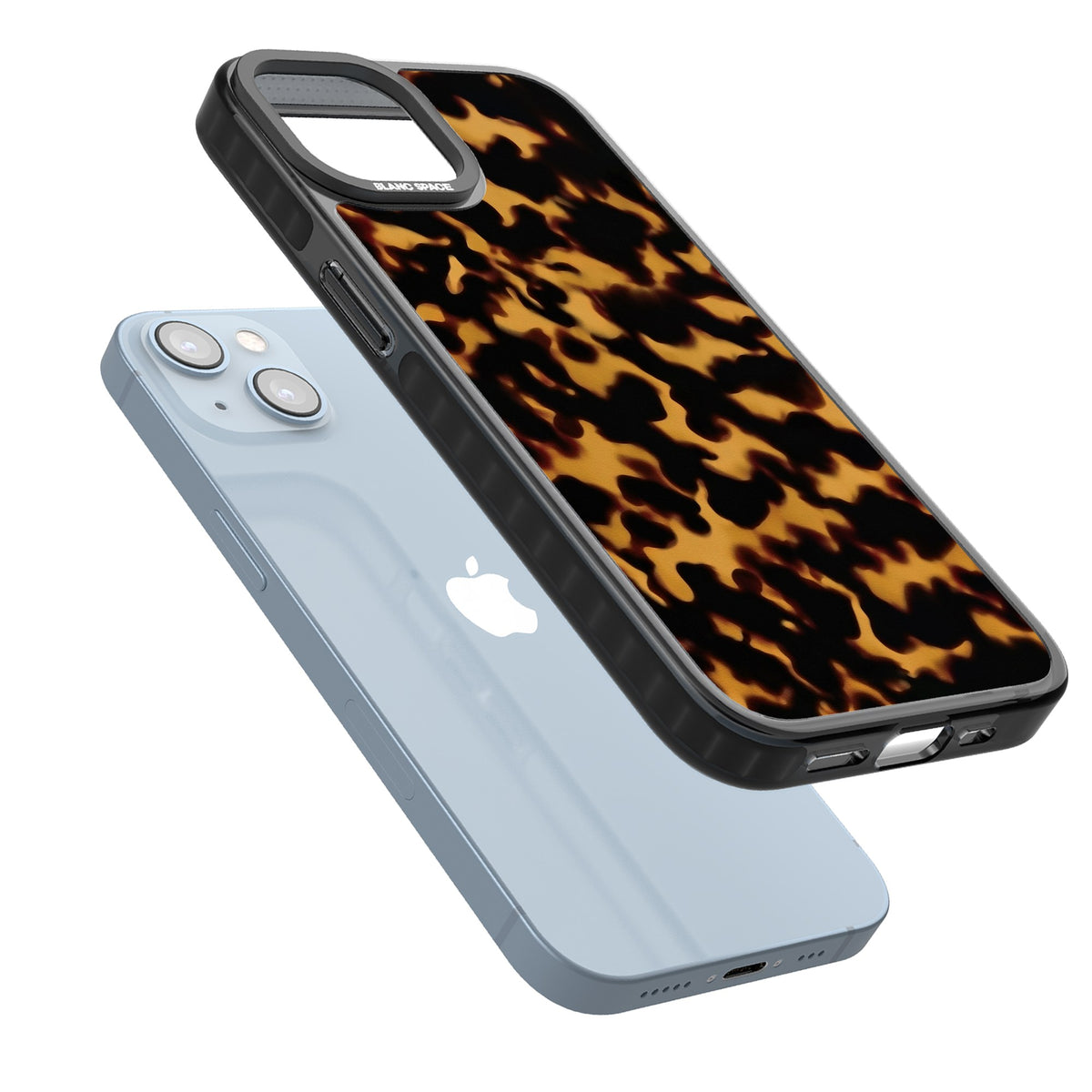 Amber Tortoise iPhone 12 / 12 Pro / iPhone 13 / iPhone 14 / iPhone 14 Plus / iPhone 15 / iPhone 15 Plus Impact Black Phone Case angled