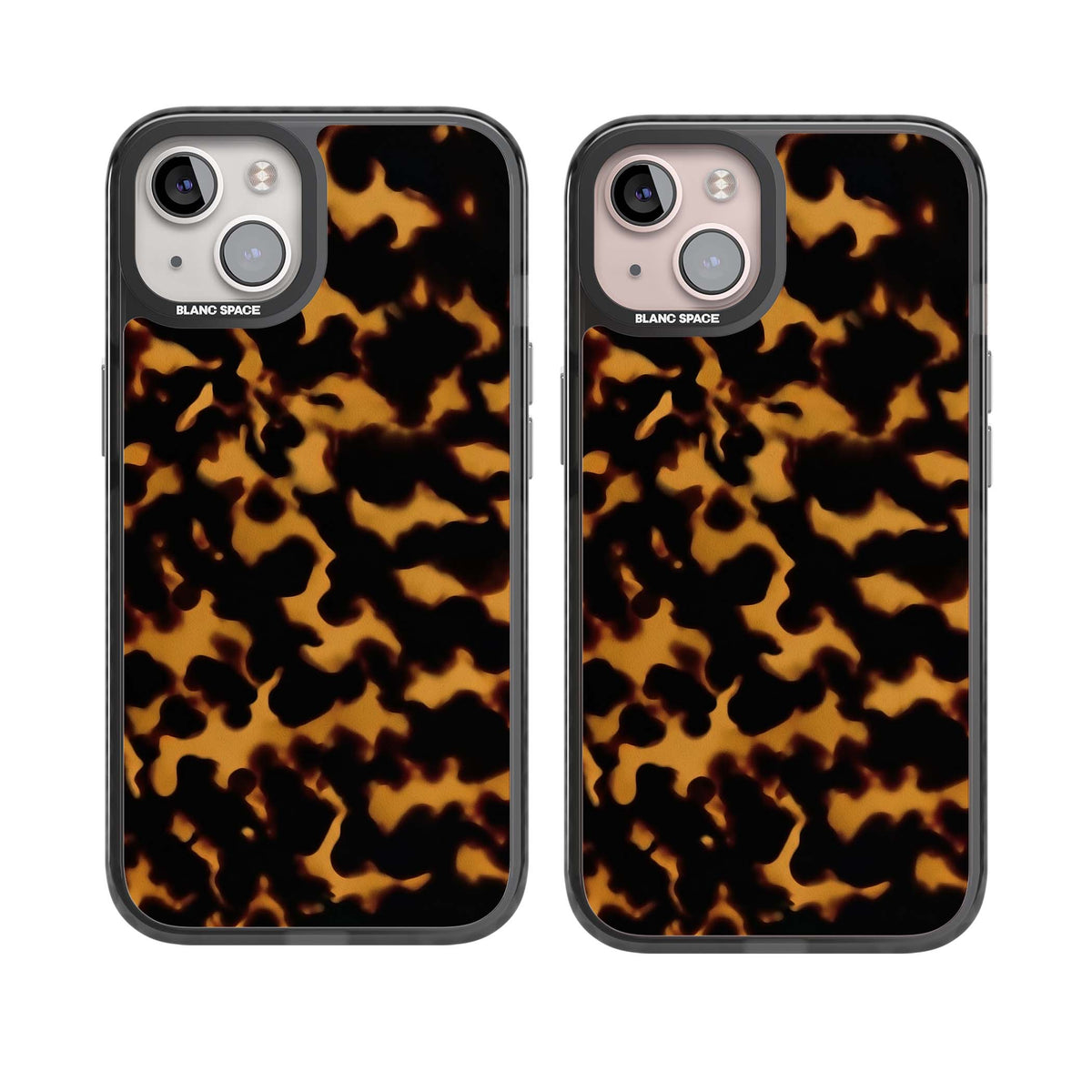 Amber Tortoise tortoiseshell iPhone case featuring warm amber and dark brown marble resin pattern | Black Impact case for iPhone 13, iPhone 14, iPhone 15