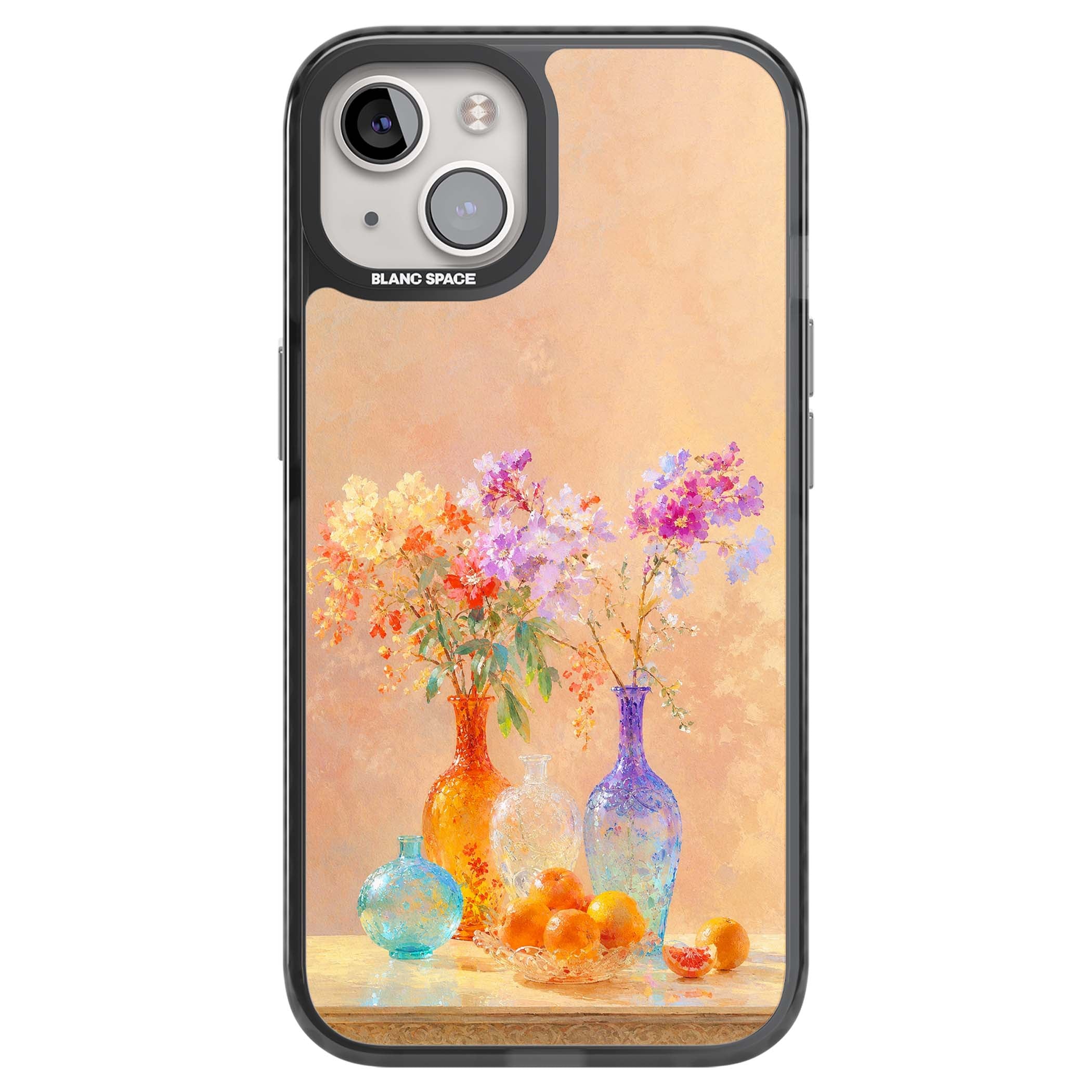 Peach Glass art iPhone case | Black Impact case for iPhone 13, iPhone 14, iPhone 15