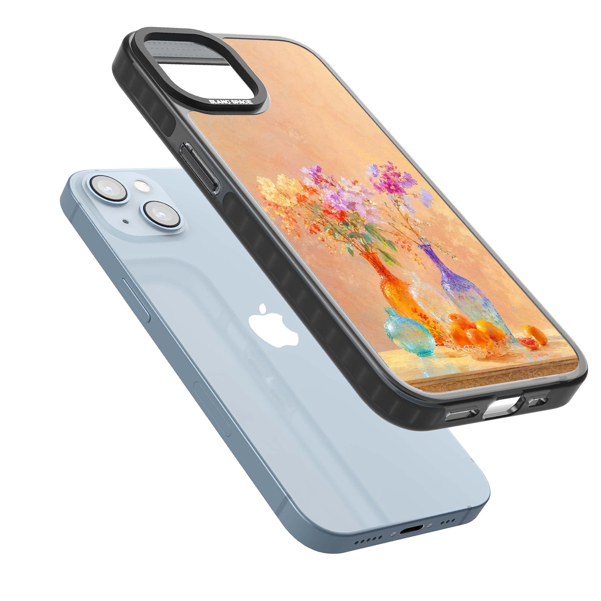 Peach Glass art iPhone case | Black Impact case for iPhone 13, iPhone 14, iPhone 15