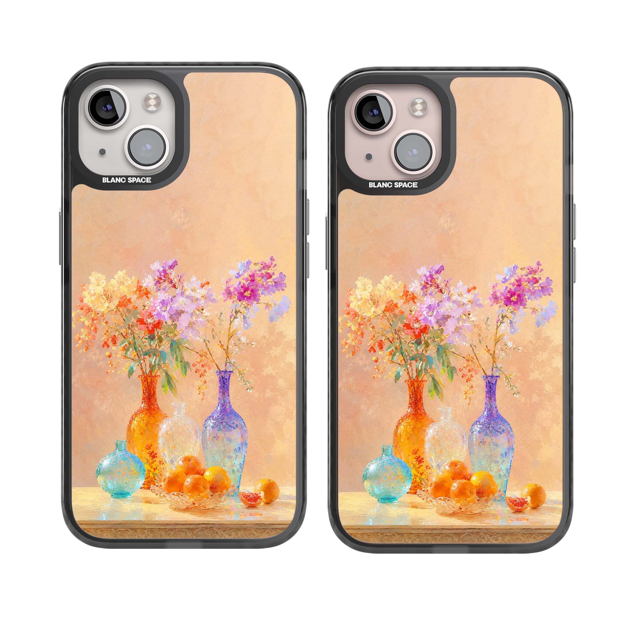 Peach Glass art iPhone case | Black Impact case for iPhone 13, iPhone 14, iPhone 15