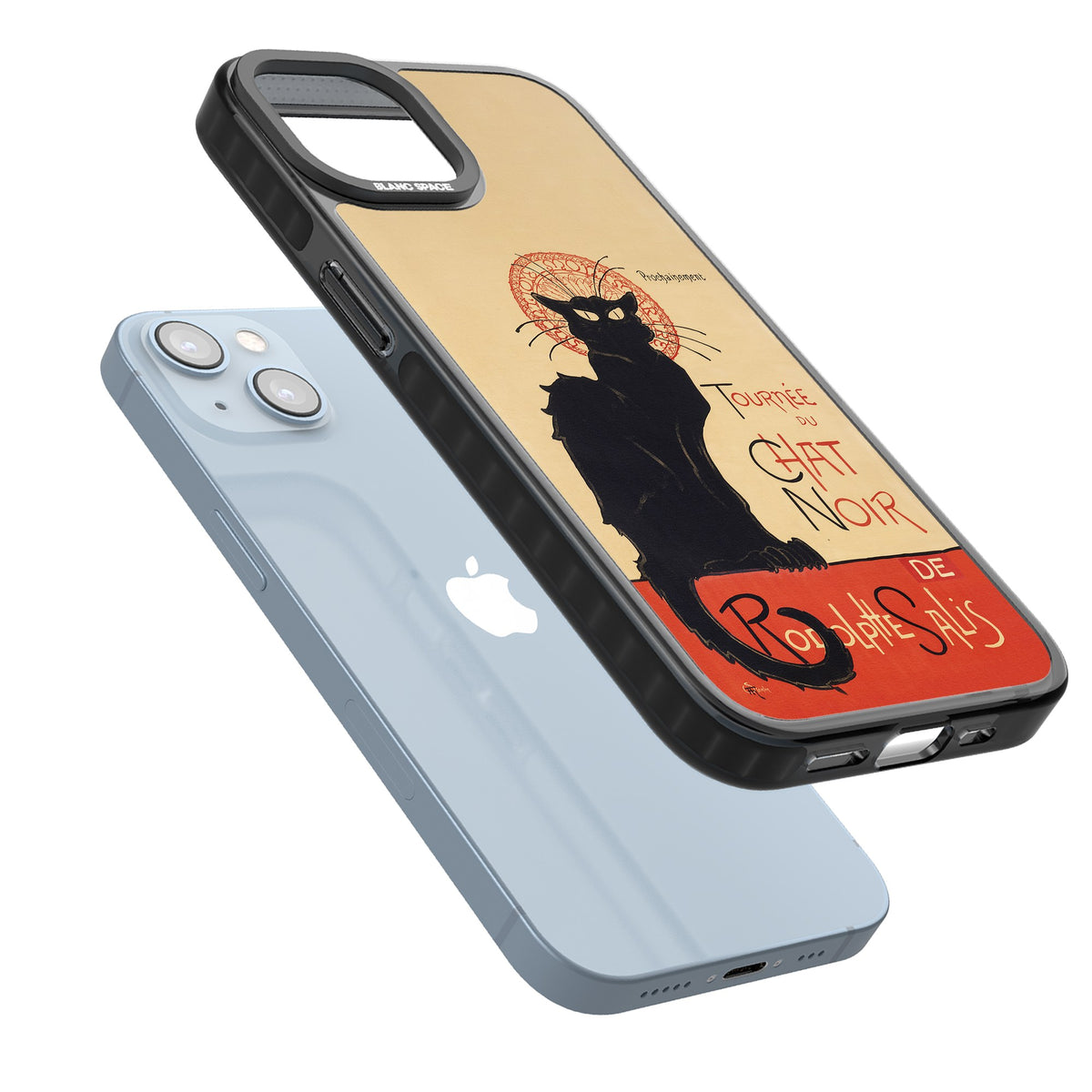 Tournee Du Chat Noir Poster iPhone 12 / 12 Pro / iPhone 13 / iPhone 14 / iPhone 14 Plus / iPhone 15 / iPhone 15 Plus Impact Black Phone Case angled