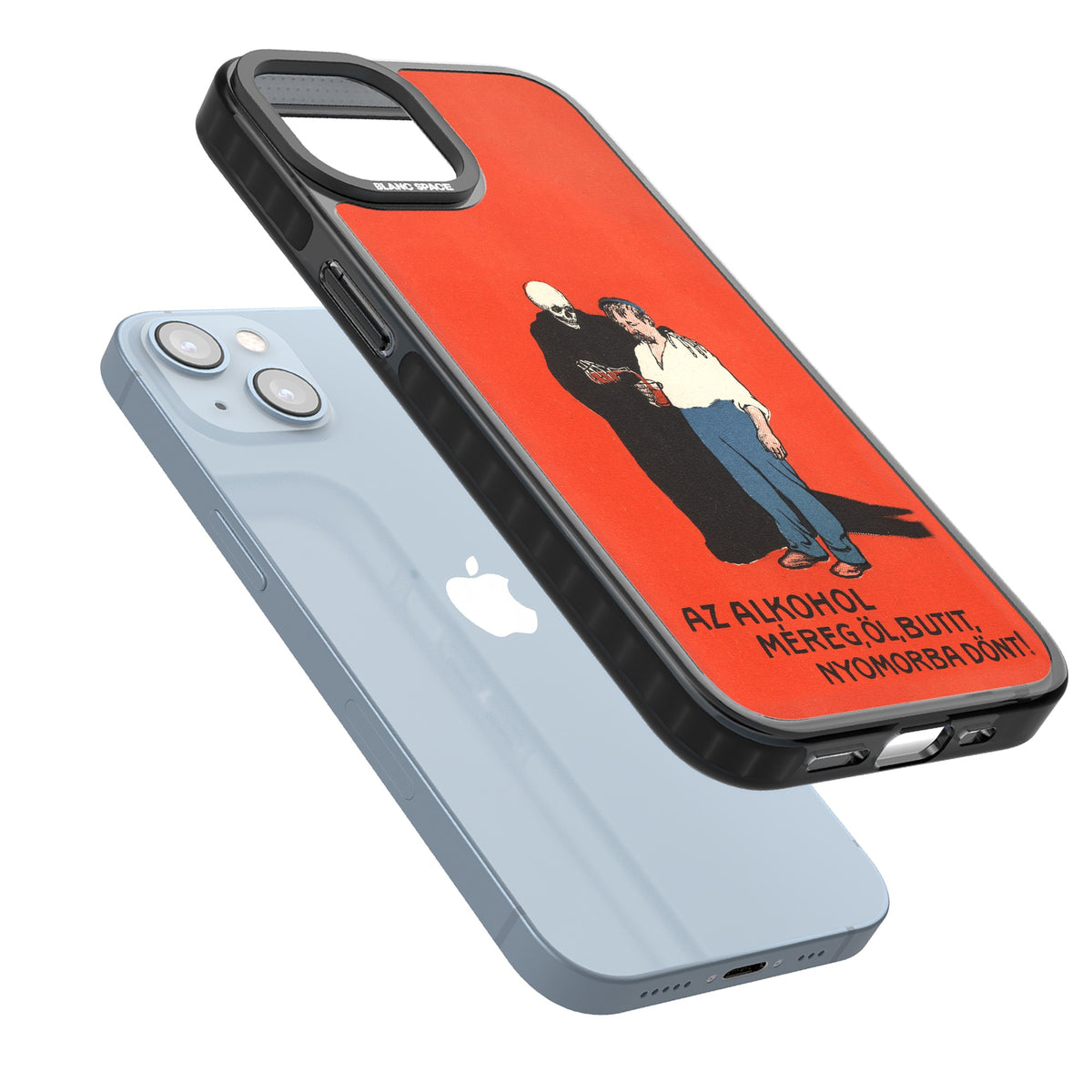 Az Alkohol Poster iPhone 12 / 12 Pro / iPhone 13 / iPhone 14 / iPhone 14 Plus / iPhone 15 / iPhone 15 Plus Impact Black Phone Case angled