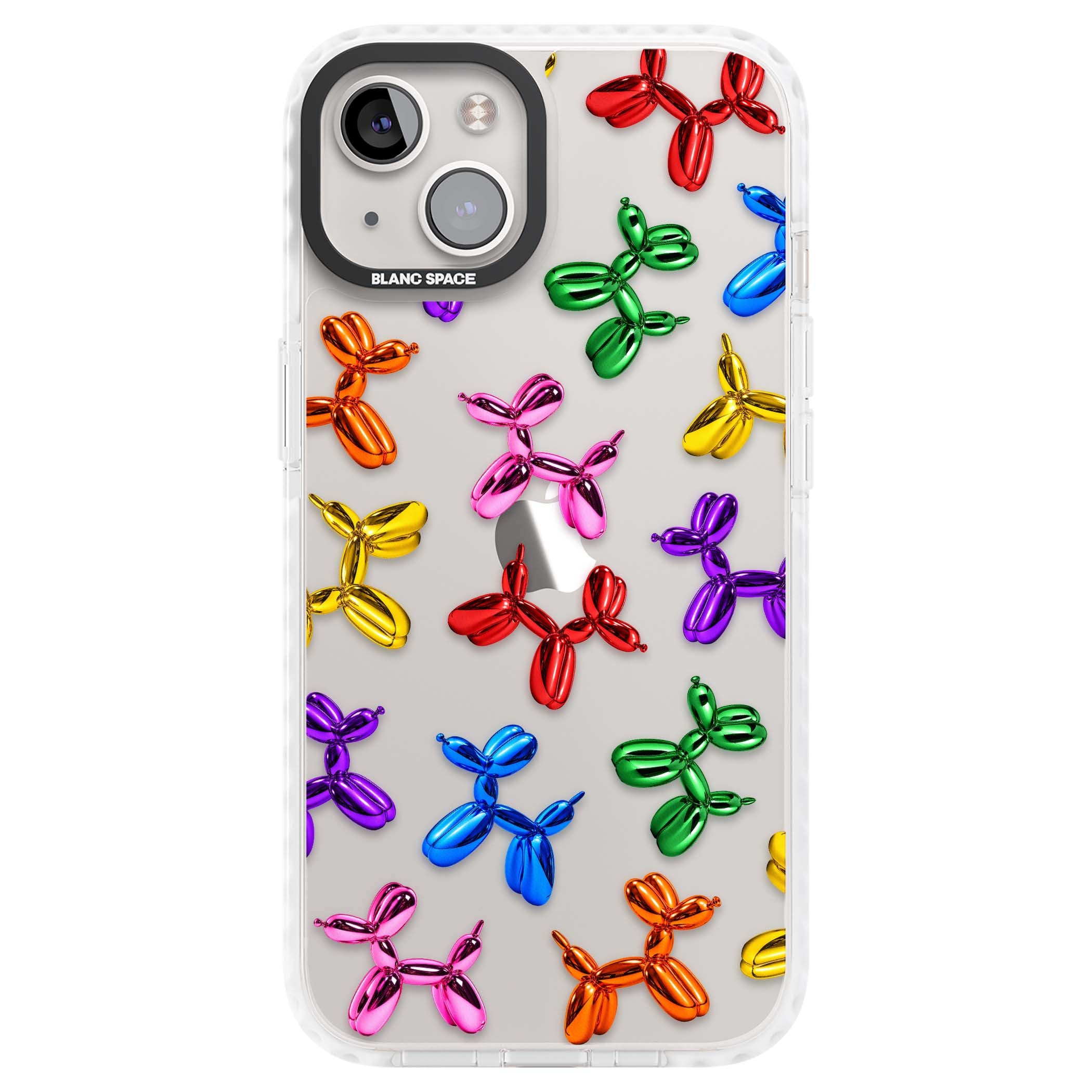 Balloon Dogs pop art iPhone case featuring rainbow chrome balloon dogs in Jeff Koons style | Clear Impact case for iPhone 13, iPhone 14, iPhone 15