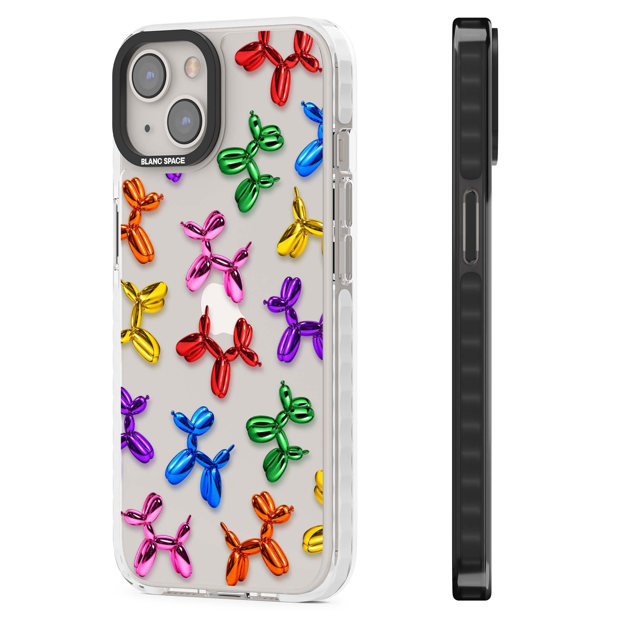 Balloon Dogs pop art iPhone case featuring rainbow chrome balloon dogs in Jeff Koons style | Clear Impact case for iPhone 13, iPhone 14, iPhone 15