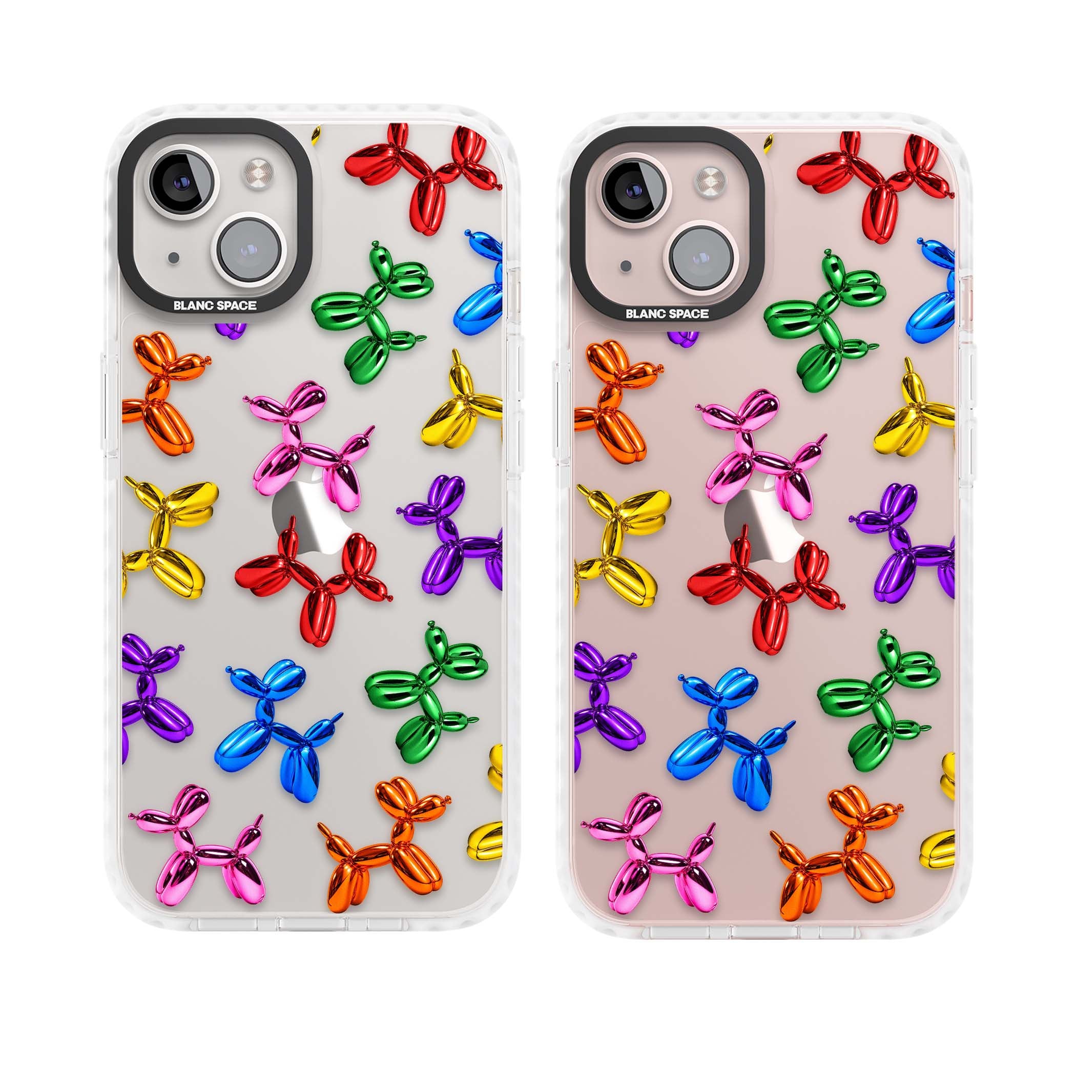 Balloon Dogs pop art iPhone case featuring rainbow chrome balloon dogs in Jeff Koons style | Clear Impact case for iPhone 13, iPhone 14, iPhone 15