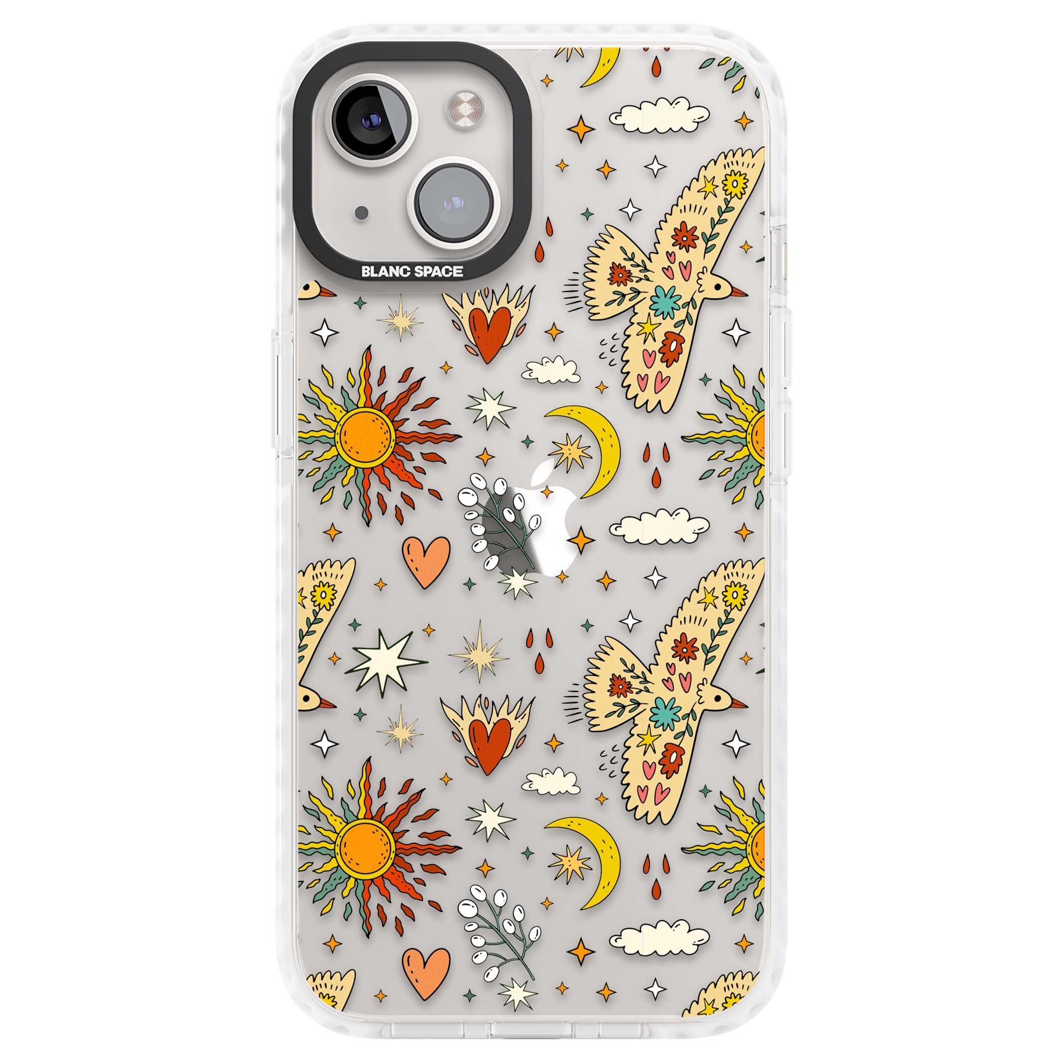 Elevate Your Phone'S Style With This Boho Celestial Sun & Eye Phone Case, Featuring A Mystical Blend Of Suns, All-Seeing Eyes, Butterflies, Stars, And