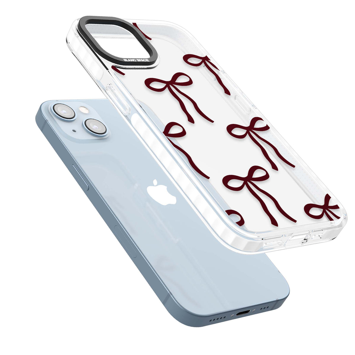 Burgundy Bows coquette iPhone case featuring hand-drawn burgundy red bows on a clear background | Clear Impact case for iPhone 13, iPhone 14, iPhone 15