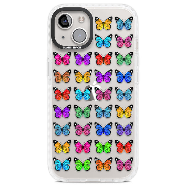 Colourful Butterfly Pattern Clear Impact Phone Case for iPhone 13, iPhone 14, iPhone 15