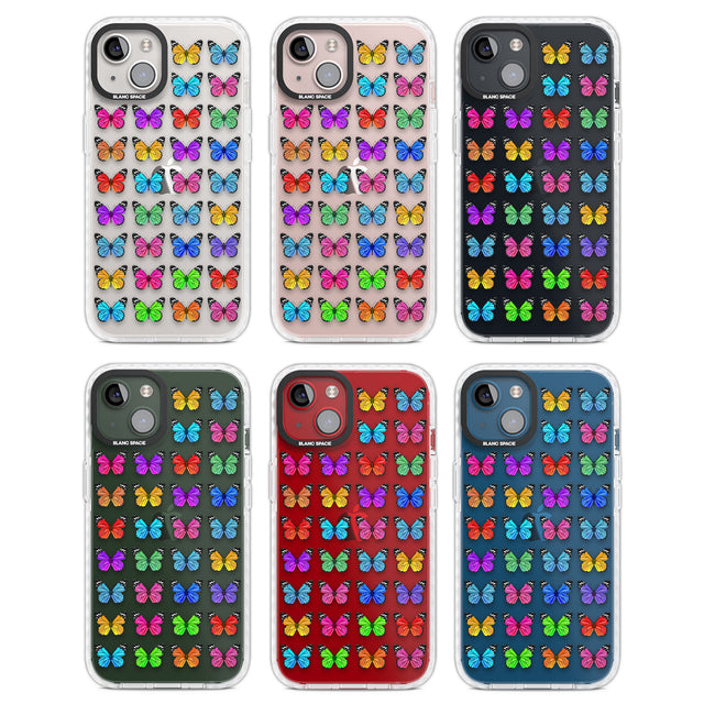 Colourful Butterfly Pattern Clear Impact Phone Case for iPhone 13, iPhone 14, iPhone 15