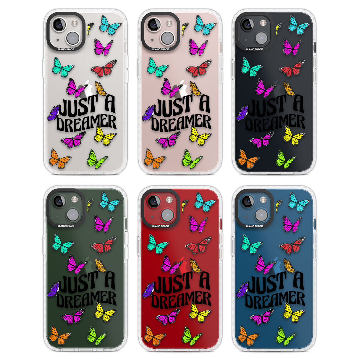 Just a Dreamer Butterfly Clear Impact Phone Case for iPhone 13, iPhone 14, iPhone 15