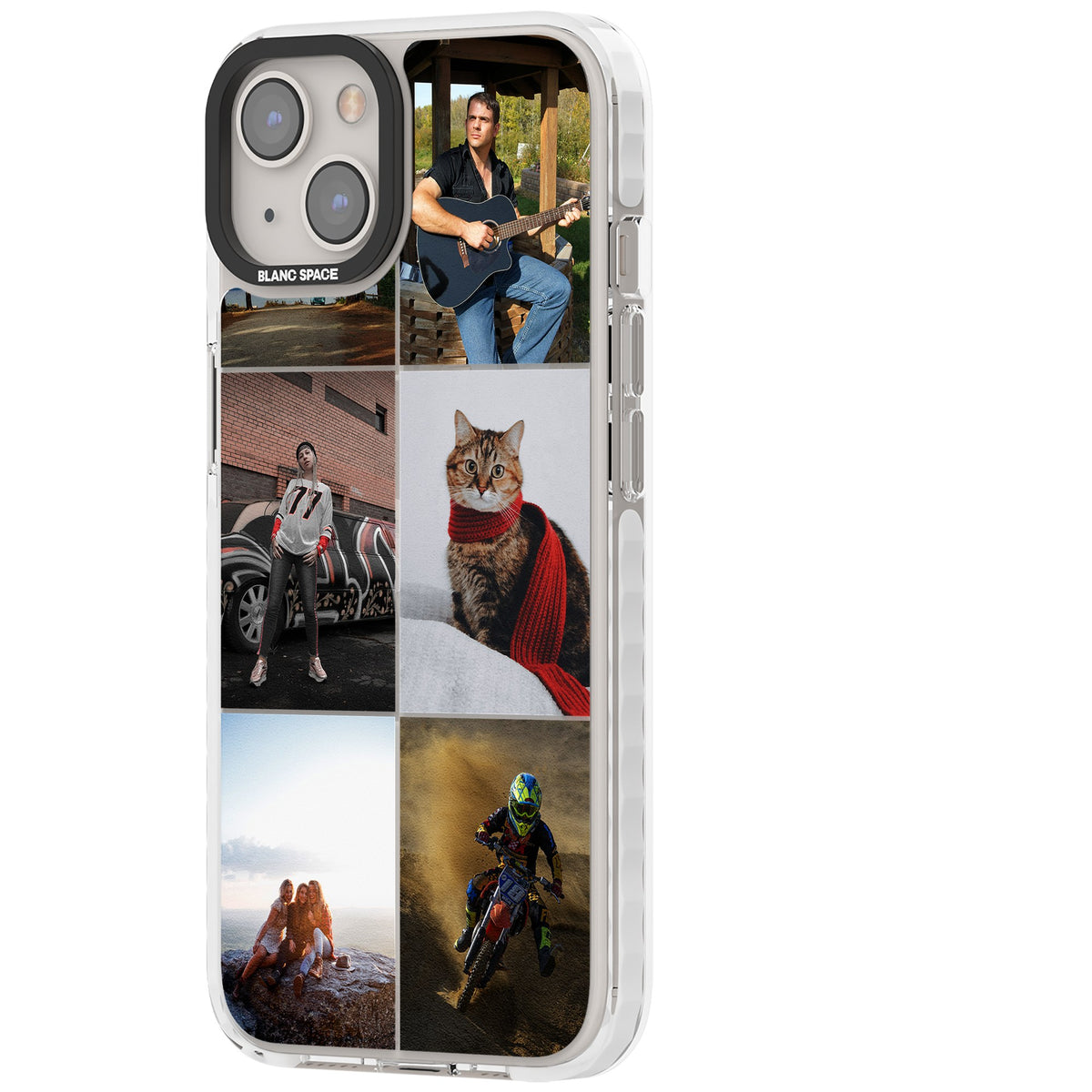 Personalised 6 Photo Grid iPhone 12 / 12 Pro / iPhone 13 / iPhone 14 / iPhone 14 Plus / iPhone 15 / iPhone 15 Plus Impact Clear Phone Case side