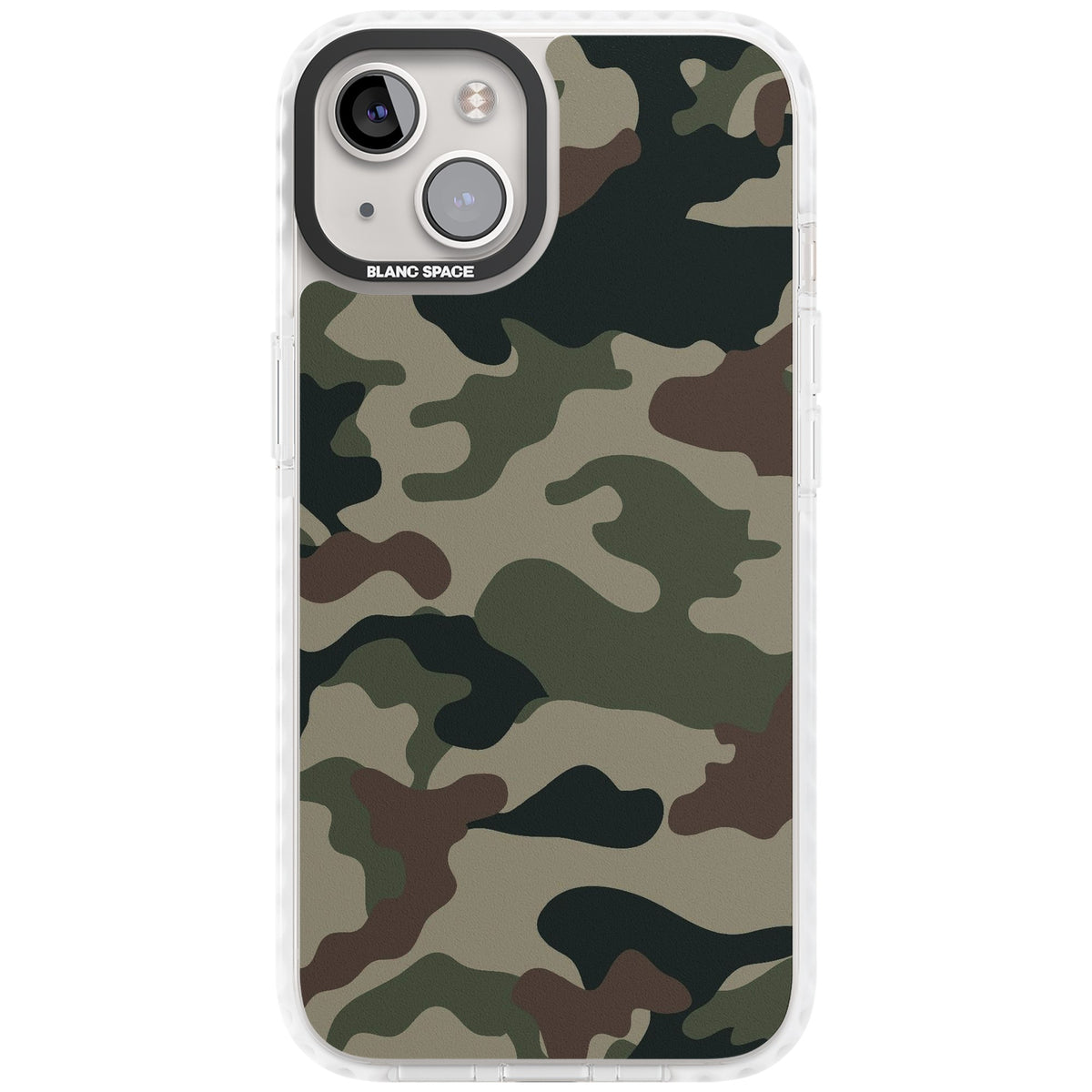 Woodland British Camo iPhone 12 / 12 Pro / iPhone 13 / iPhone 14 / iPhone 14 Plus / iPhone 15 / iPhone 15 Plus Impact Clear Phone Case front
