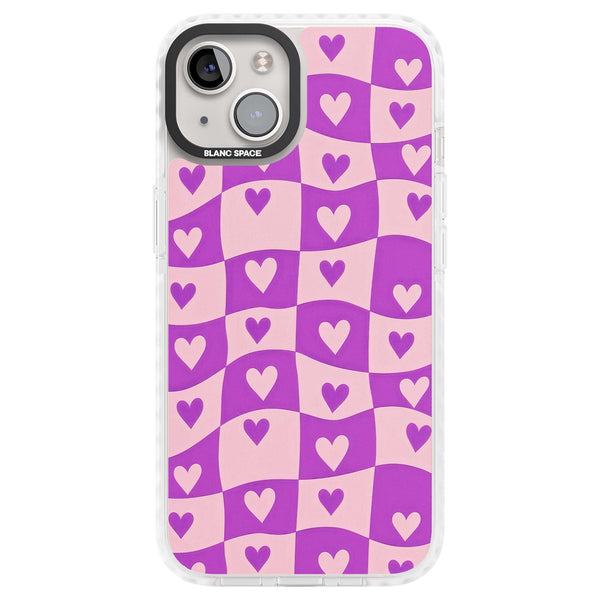 Purple Wavy Checked Hearts