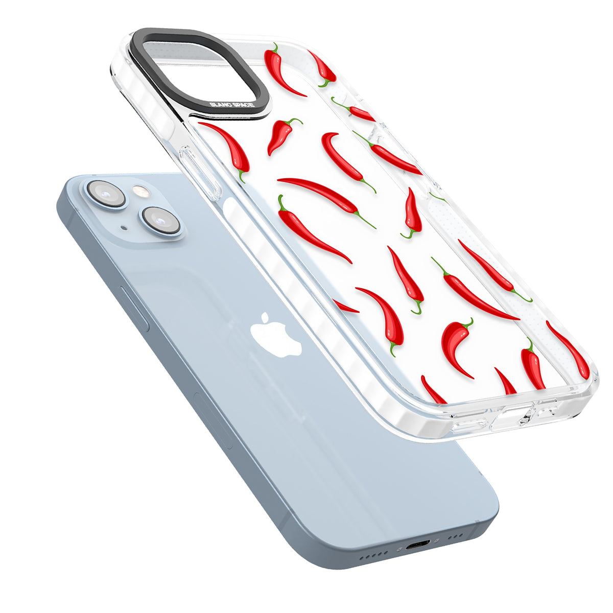 Chilli Heat iPhone 12 / 12 Pro / iPhone 13 / iPhone 14 / iPhone 14 Plus / iPhone 15 / iPhone 15 Plus Impact Clear Phone Case angled