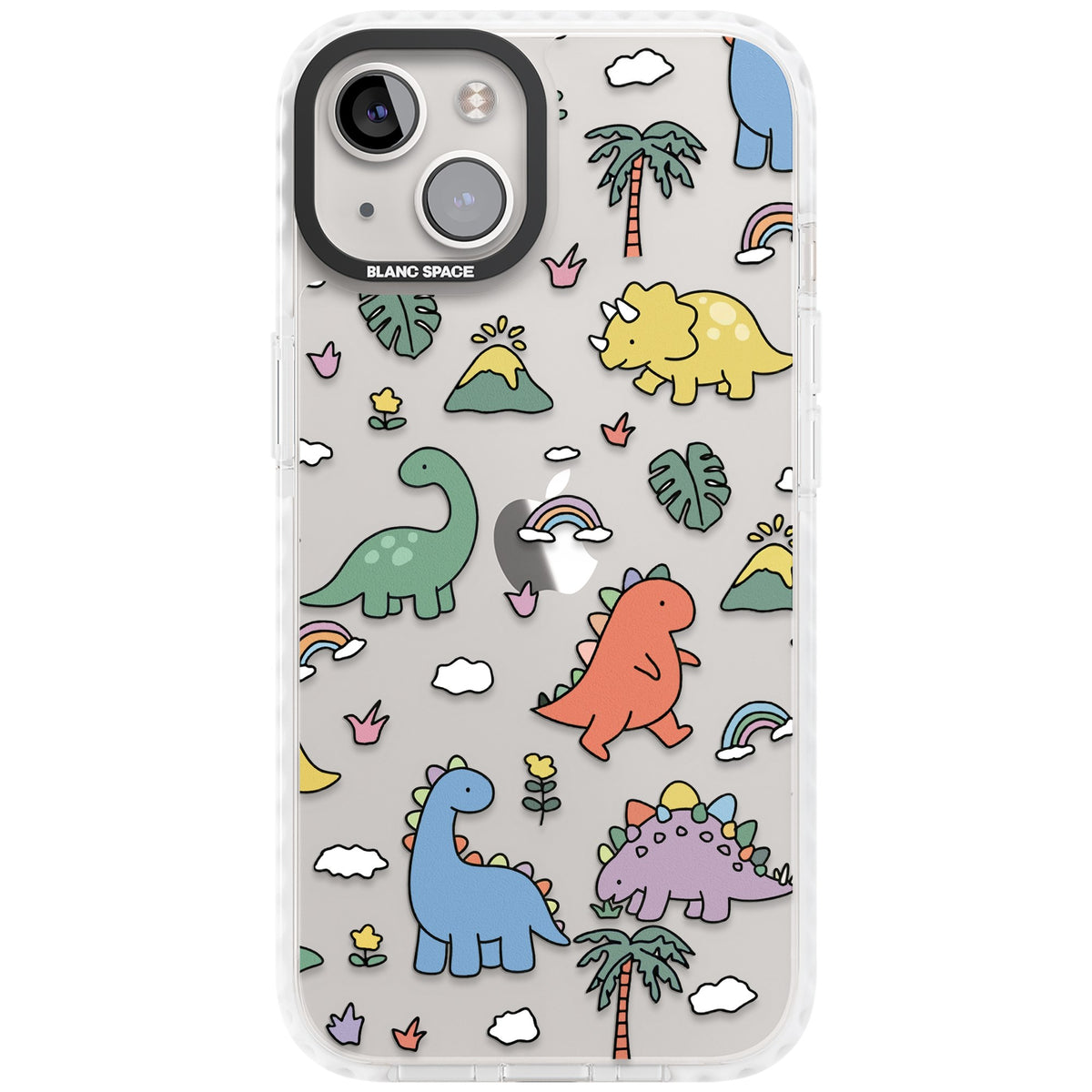 Cute Dino Pattern iPhone 12 / 12 Pro / iPhone 13 / iPhone 14 / iPhone 14 Plus / iPhone 15 / iPhone 15 Plus Impact Clear Phone Case front