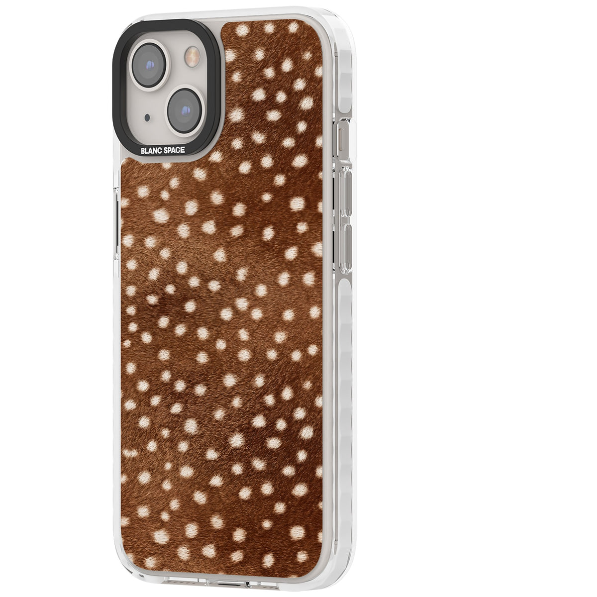 Deer Print iPhone 12 / 12 Pro / iPhone 13 / iPhone 14 / iPhone 14 Plus / iPhone 15 / iPhone 15 Plus Impact Clear Phone Case side