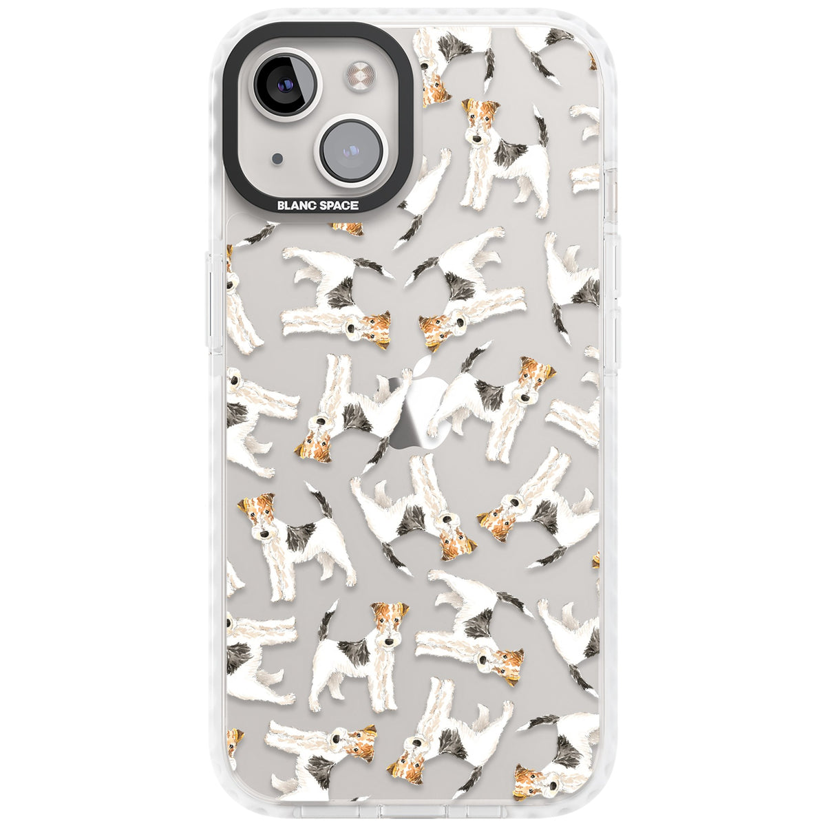 Wire Haired Fox Terrier Dog Pattern iPhone 12 / 12 Pro / iPhone 13 / iPhone 14 / iPhone 14 Plus / iPhone 15 / iPhone 15 Plus Impact Clear Phone Case front
