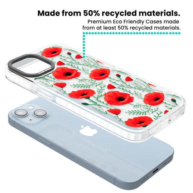 Poppy Garden Clear Impact Phone Case for iPhone 13, iPhone 14, iPhone 15