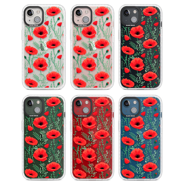 Poppy Garden Clear Impact Phone Case for iPhone 13, iPhone 14, iPhone 15