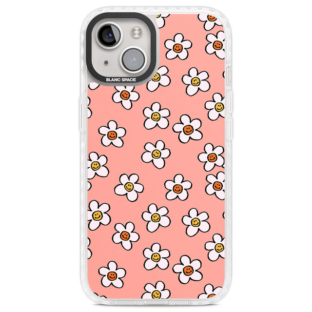 Peachy Daisy Smiles Clear Impact Phone Case for iPhone 13, iPhone 14, iPhone 15