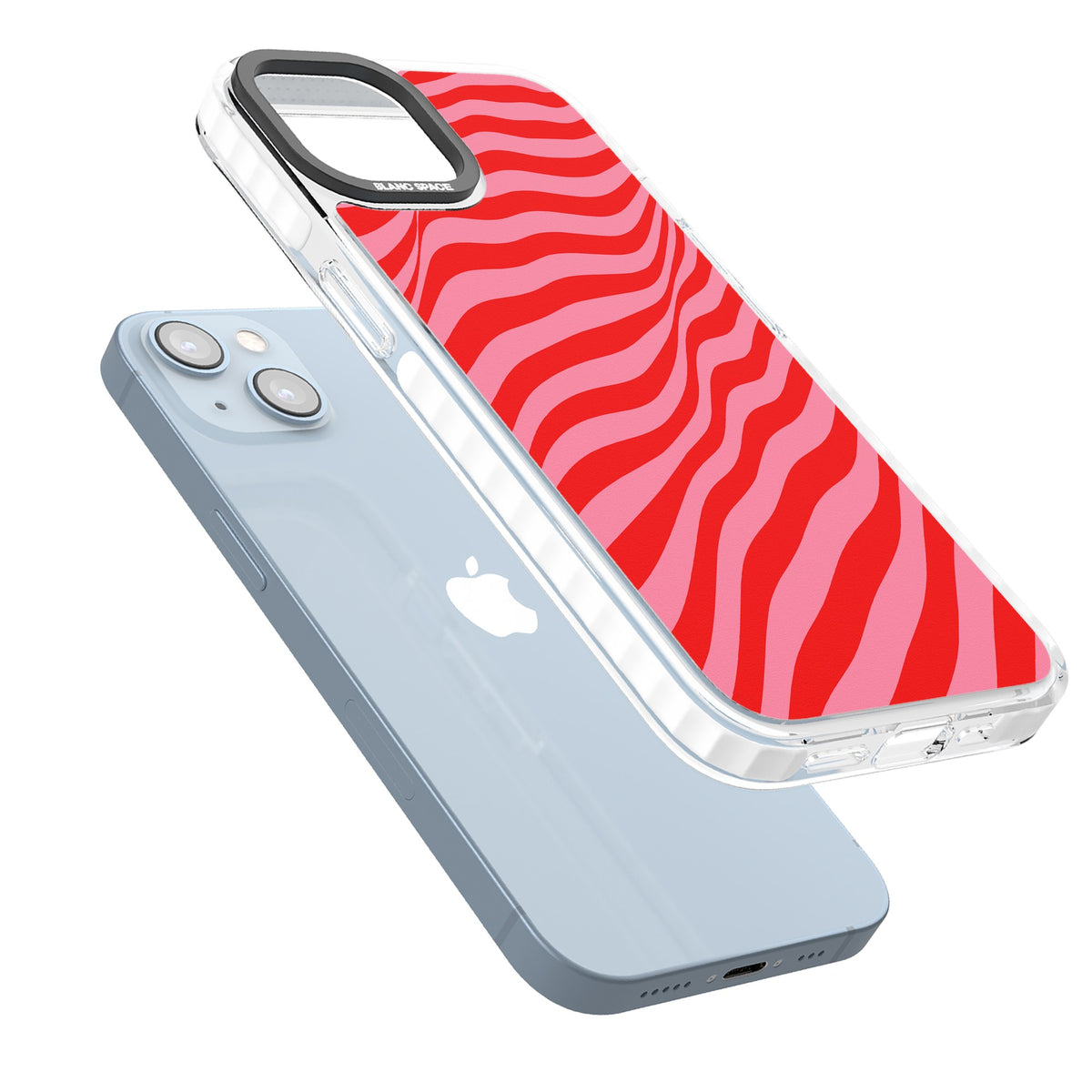 Raspberry Ripple iPhone 12 / 12 Pro / iPhone 13 / iPhone 14 / iPhone 14 Plus / iPhone 15 / iPhone 15 Plus Impact Clear Phone Case angled