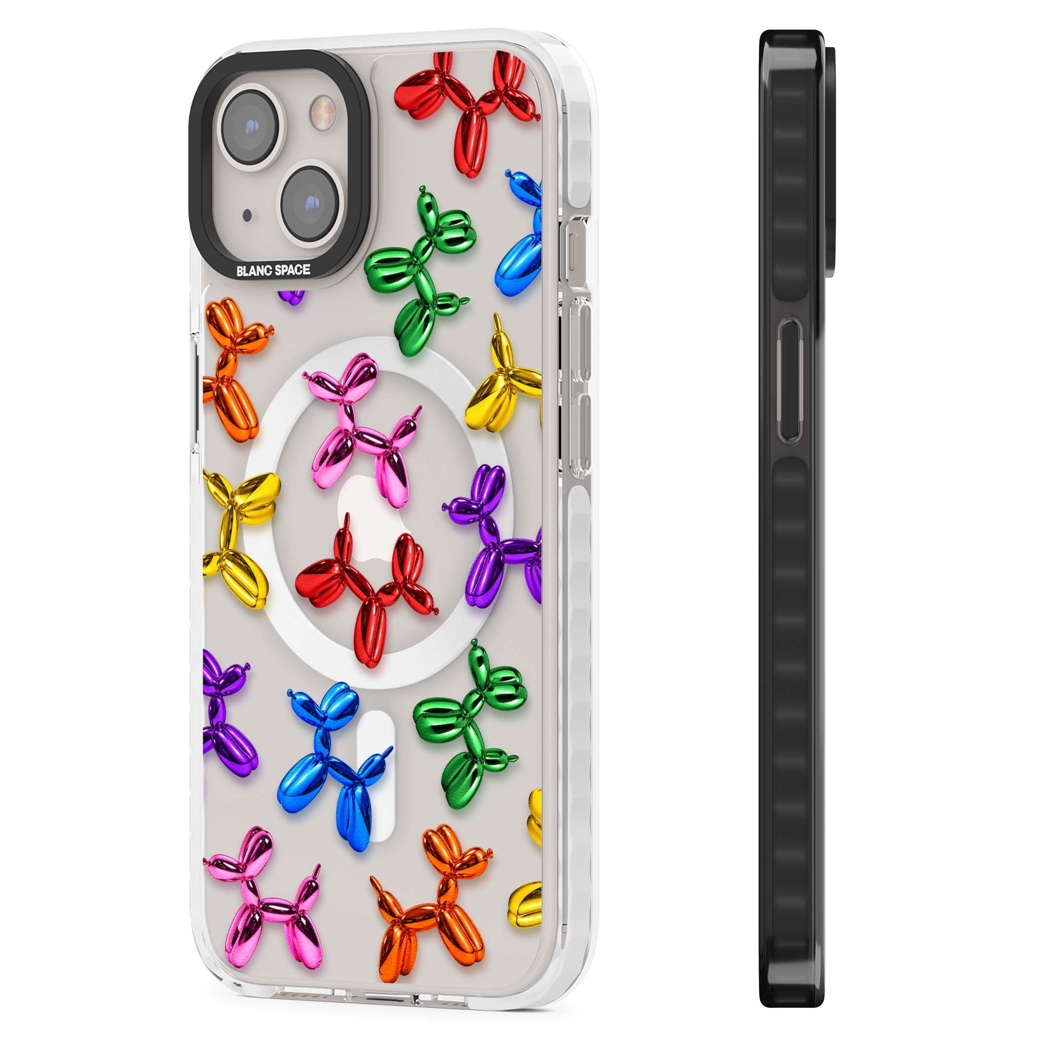 Balloon Dogs pop art iPhone case featuring rainbow chrome balloon dogs in Jeff Koons style | Impact Magsafe case for iPhone 13, iPhone 14, iPhone 15