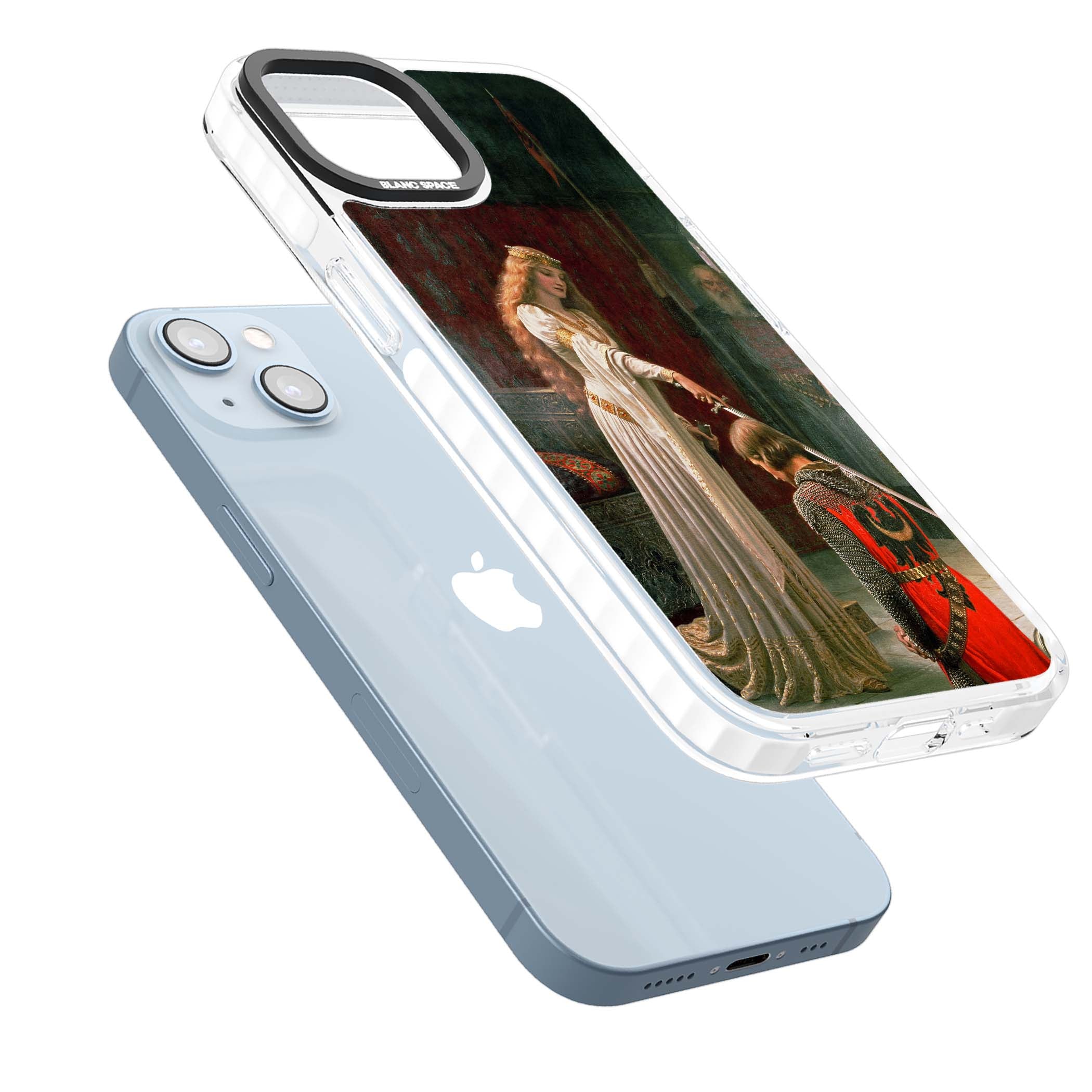 The Accolade renaissance art iPhone case featuring Edmund Blair Leighton's painting of a queen knighting a kneeling knight | Impact Magsafe case for iPhone 13, iPhone 14, iPhone 15