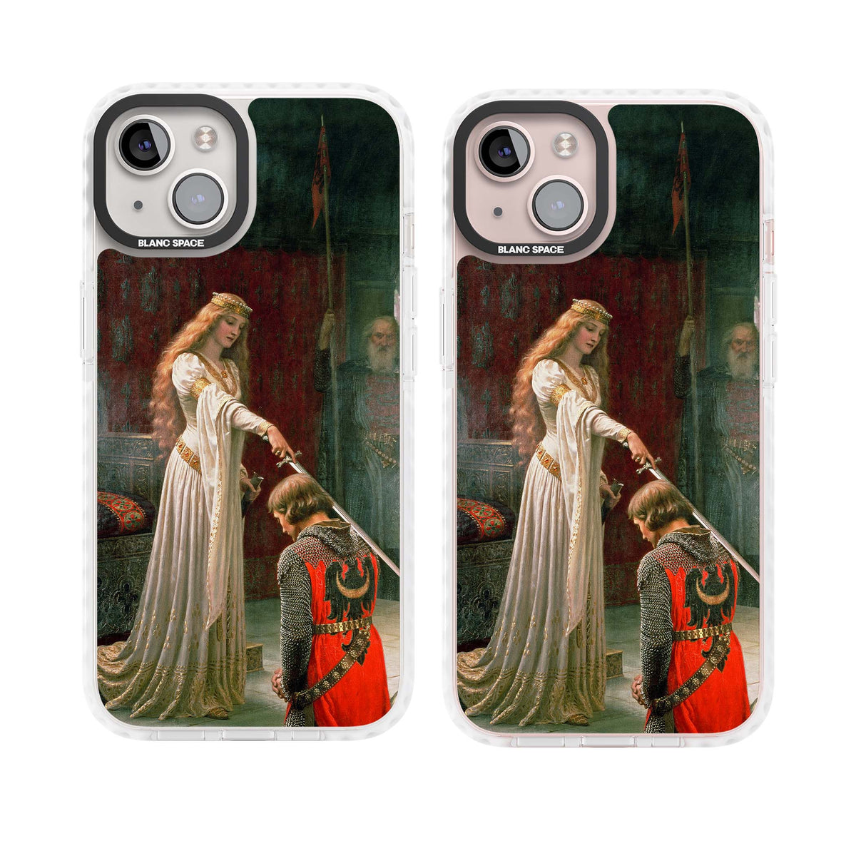 The Accolade renaissance art iPhone case featuring Edmund Blair Leighton's painting of a queen knighting a kneeling knight | Impact Magsafe case for iPhone 13, iPhone 14, iPhone 15