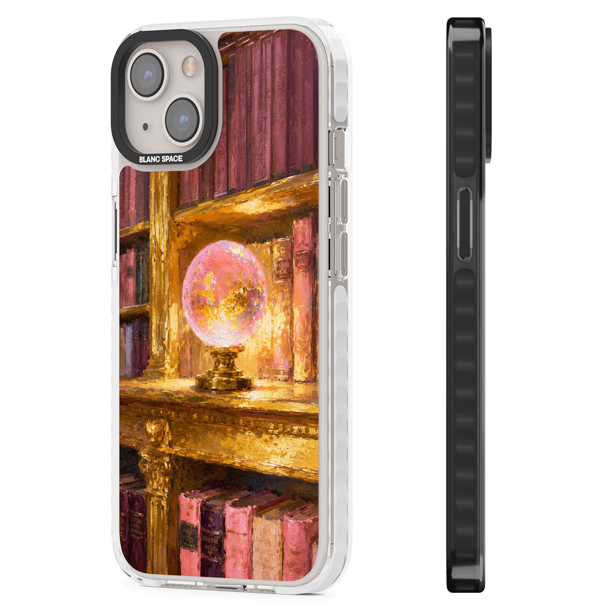 Gilded Library dark academia iPhone case featuring an oil painted crystal ball on a gilded library shelf with vintage | Impact Magsafe case for iPhone 13, iPhone 14, iPhone 15