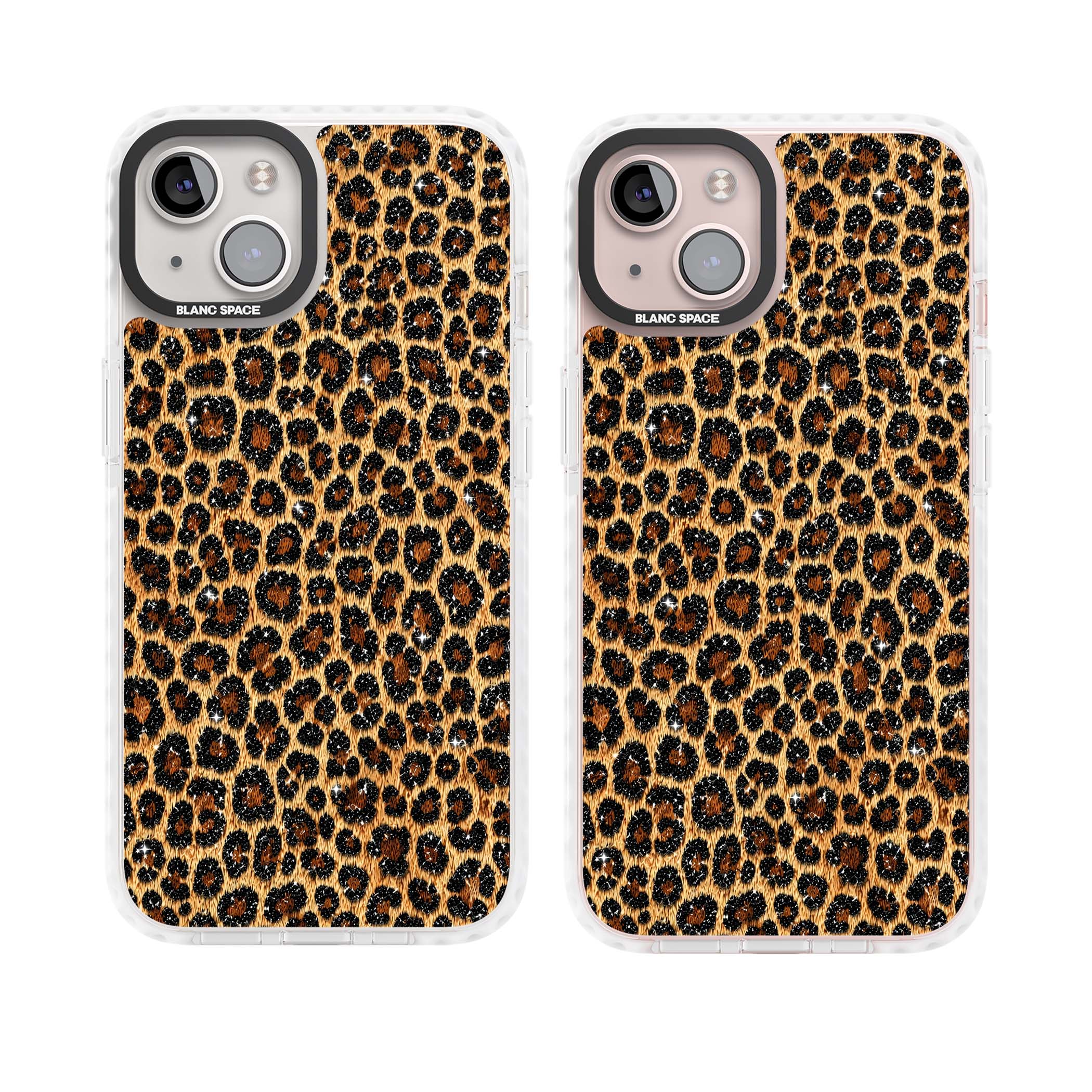 Diamond Leopard leopard print iPhone case featuring golden tan fur, black rosette spots and subtle glitter sparkle | Impact Magsafe case for iPhone 13, iPhone 14, iPhone 15