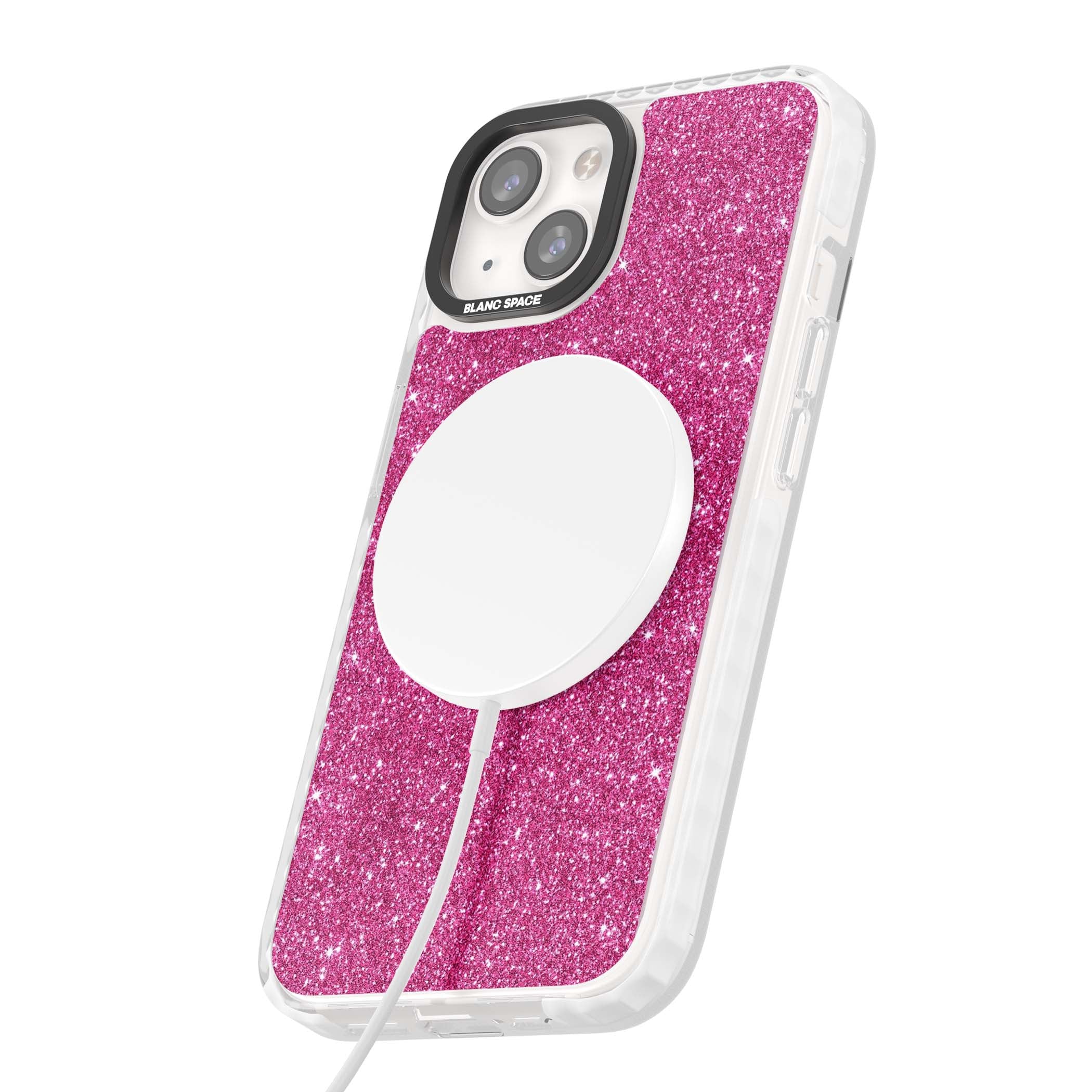 Pink Glitter Y2K iPhone case featuring hot pink glitter wallpaper with sparkle shimmer effect | Impact Magsafe case for iPhone 13, iPhone 14, iPhone 15