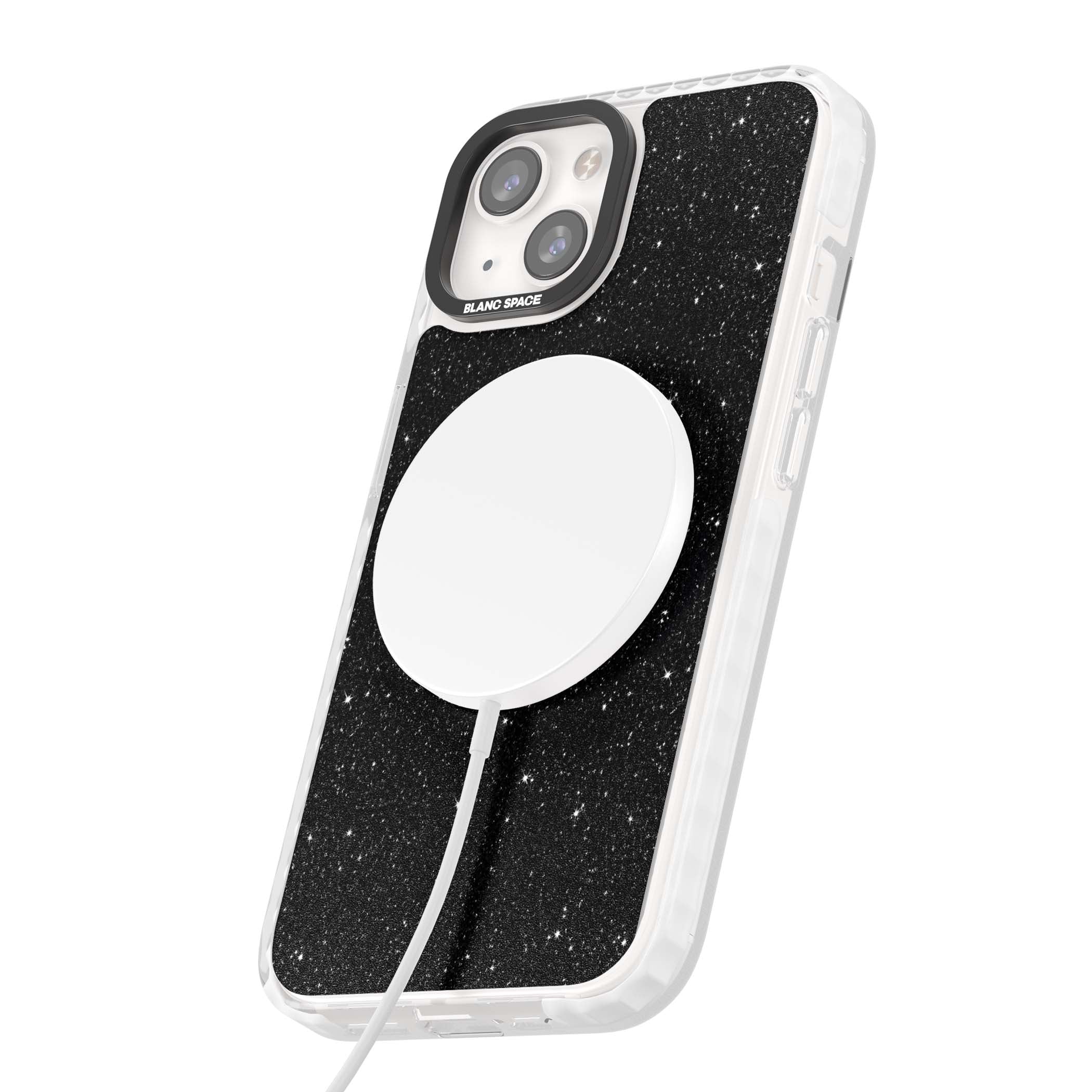 Black Glitter black glitter iPhone case featuring an all-over sparkly shimmer pattern on a jet black base | Impact Magsafe case for iPhone 13, iPhone 14, iPhone 15