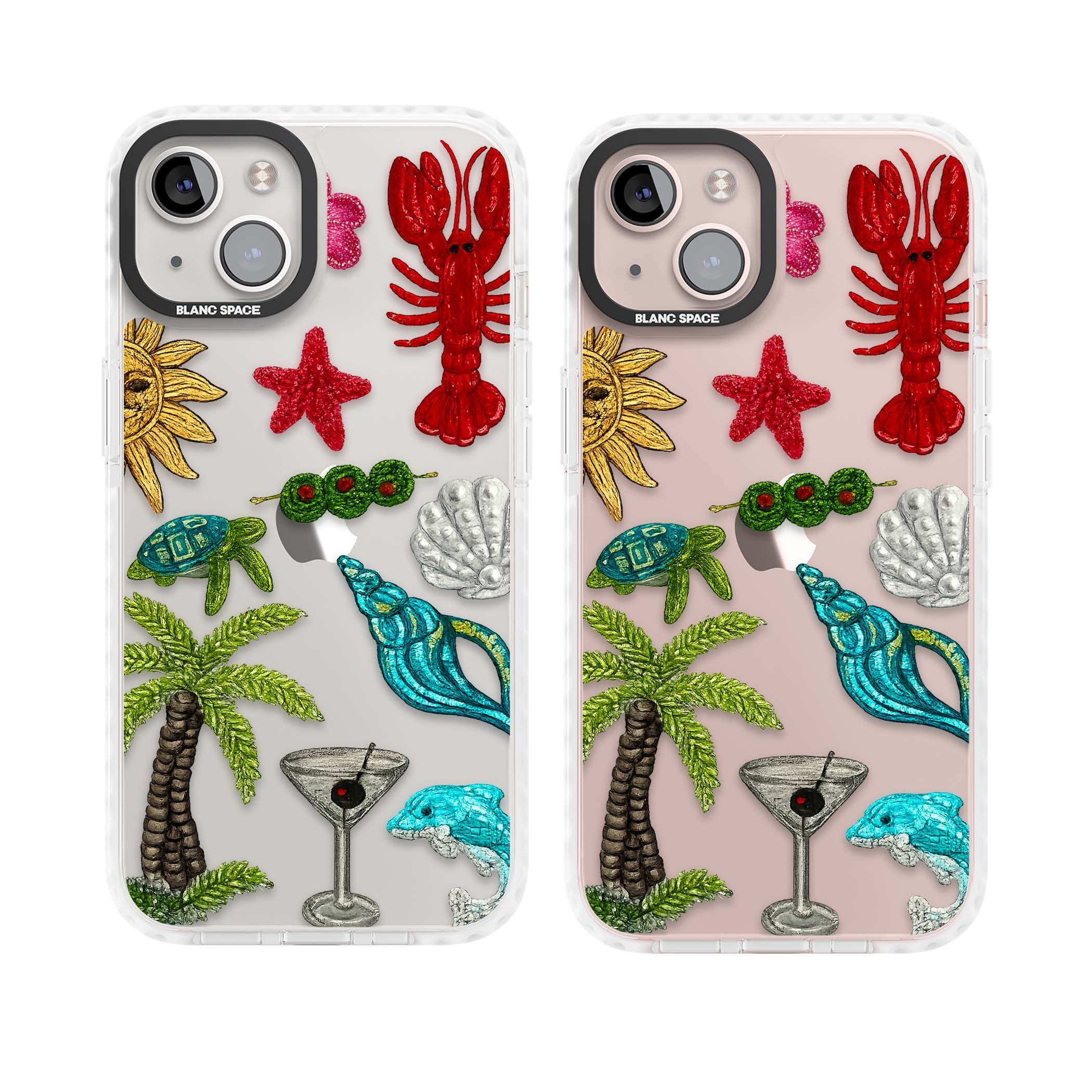 Painted Coastal Pattern coastal iPhone case | Clear Impact case for iPhone 13, iPhone 14, iPhone 15