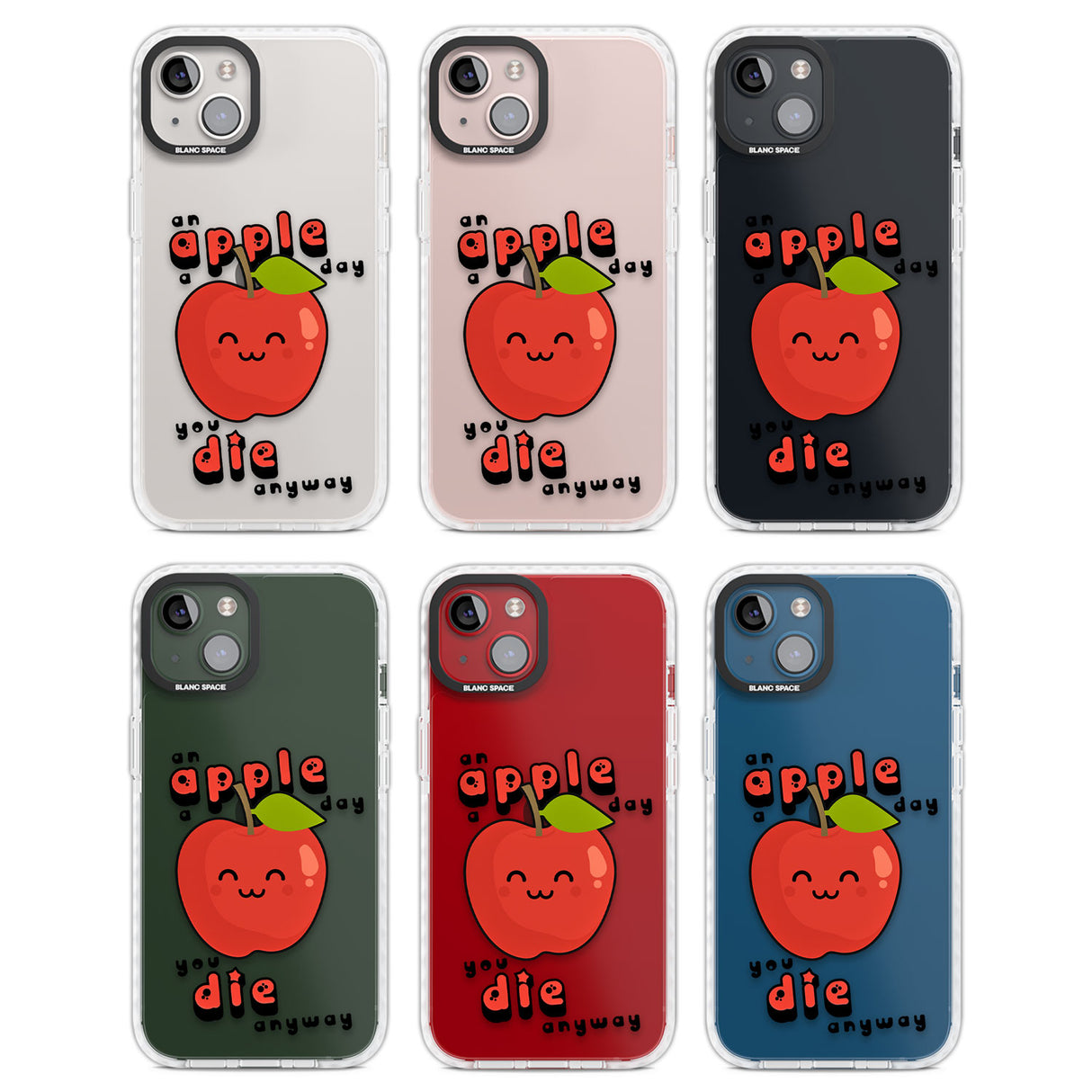 An Apple a Day Clear Impact Phone Case for iPhone 13, iPhone 14, iPhone 15