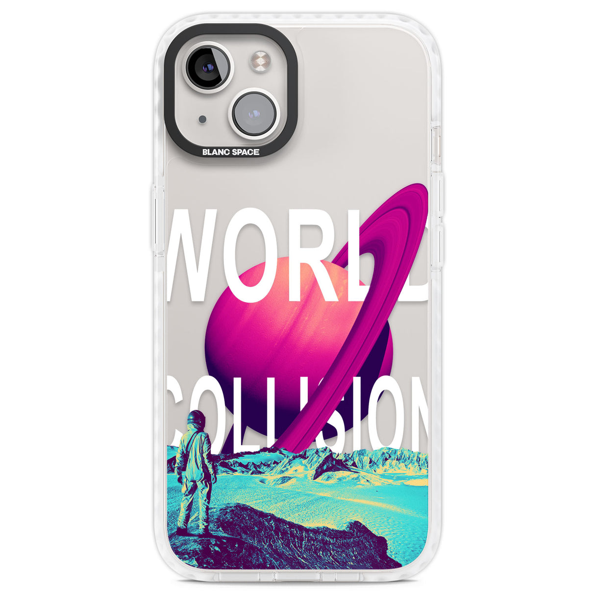 World Collision Clear Impact Phone Case for iPhone 13, iPhone 14, iPhone 15