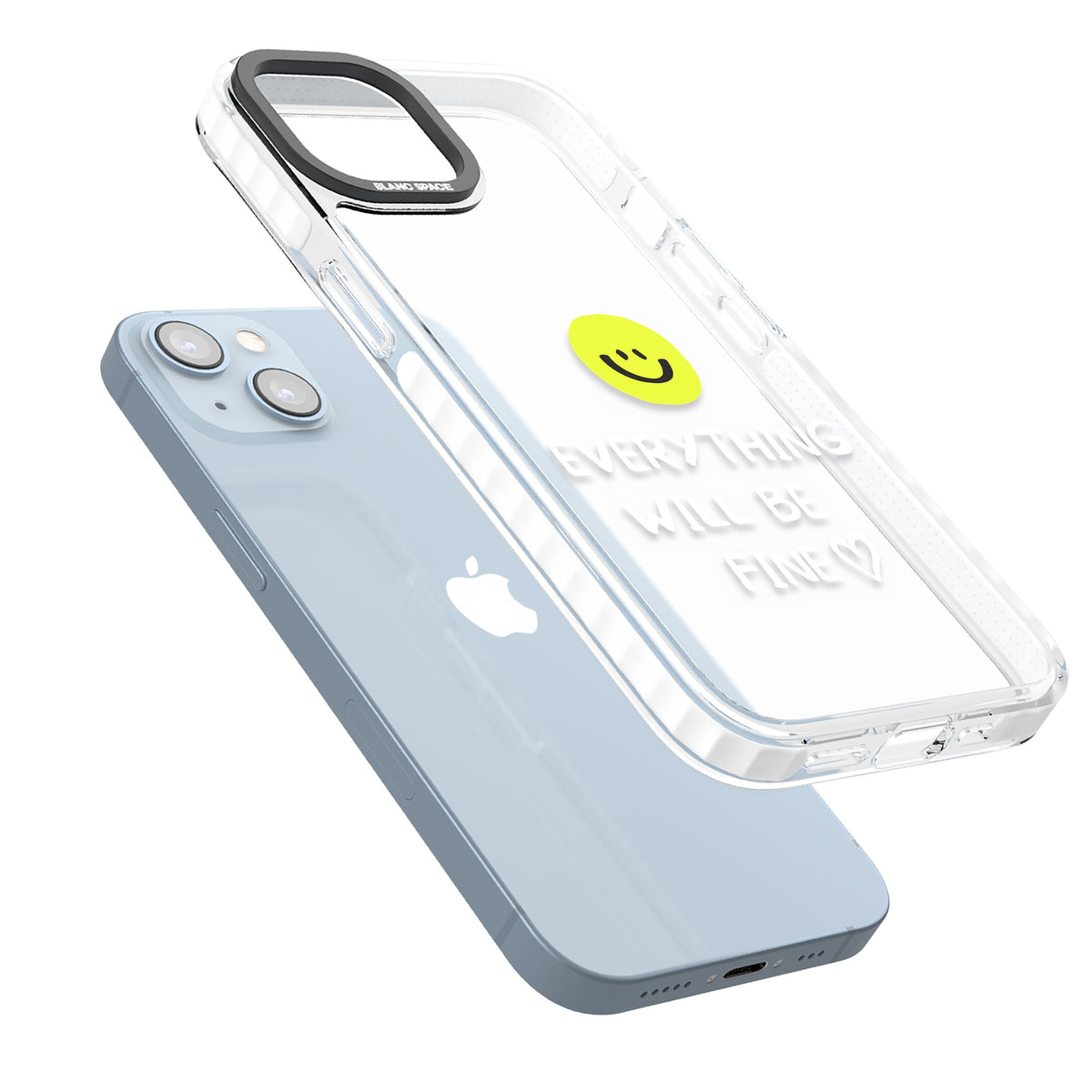 Everything Will Be Fine iPhone 12 / 12 Pro / iPhone 13 / iPhone 14 / iPhone 14 Plus / iPhone 15 / iPhone 15 Plus Impact Clear Phone Case angled
