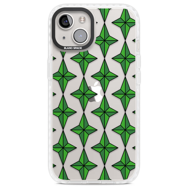 Emerald Stars Pattern (Clear) Clear Impact Phone Case for iPhone 13, iPhone 14, iPhone 15