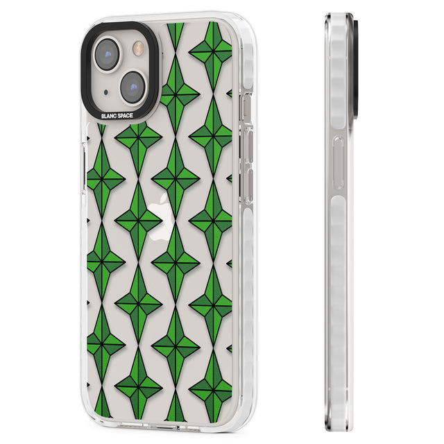 Emerald Stars Pattern (Clear) Clear Impact Phone Case for iPhone 13, iPhone 14, iPhone 15