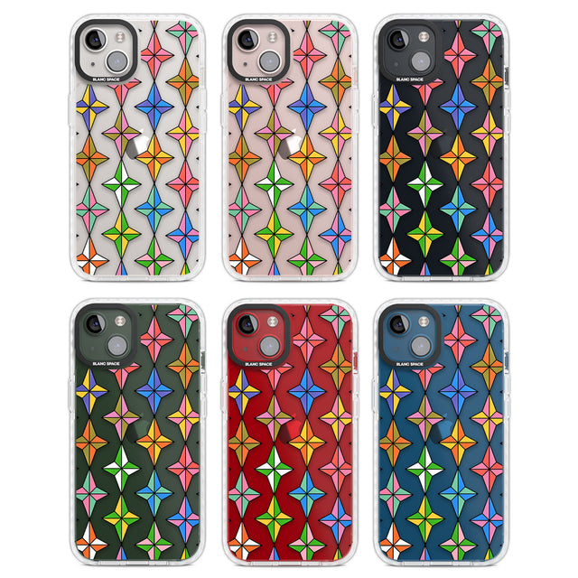 Multi Colour Stars Pattern Clear Impact Phone Case for iPhone 13, iPhone 14, iPhone 15