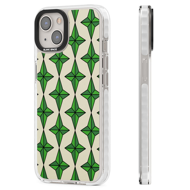 Emerald Stars Pattern Clear Impact Phone Case for iPhone 13, iPhone 14, iPhone 15