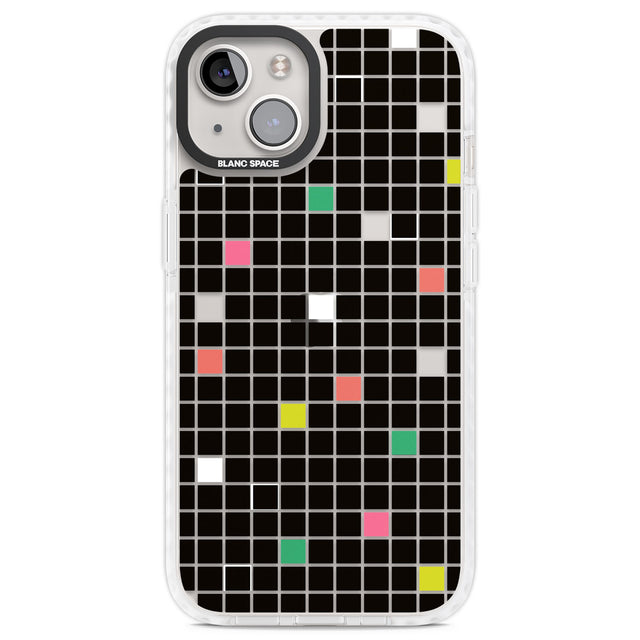 Vibrant Black Geometric Grid Clear Impact Phone Case for iPhone 13, iPhone 14, iPhone 15